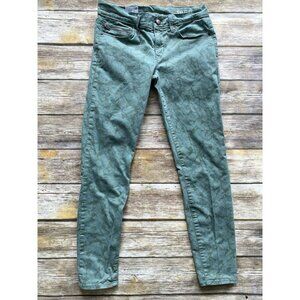 GAP 1969 Womens Green Tie Dye Legging Jeans Zipper Hem Accent Size 26